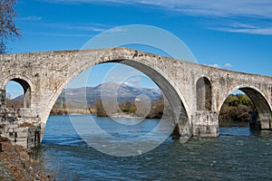 Bridge of Arta in Greece. A stone bridge that crosses the Arachthos river in the west of the city of Arta.