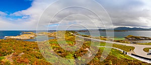 Bridge Atlanterhavsvegen with an amazing view over the norwegian mountains, Atlantic road, Norway