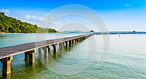 Bridge on beach and sea wave in asia ocean