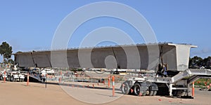 Bridge beam on trailer