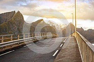 Bridge and beautiful mountain landscapes, Norway