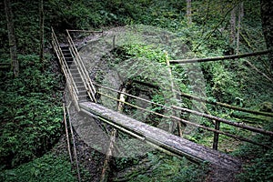 Bridge on a Black Forest hiking trail through the Wutachschlucht, Germany