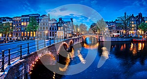 Bridge Blue hour arch over canal