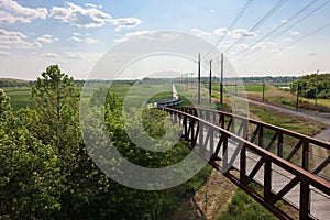 The bridge and boardwalk at Russell Peterson Wildlife Refuge near Wilmington riverfront, Delaware