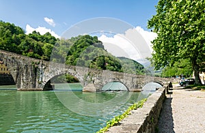 The bridge at Borgo a Mozzano, called `The Devil`s Bridge` or the `Maddalena Bridge`