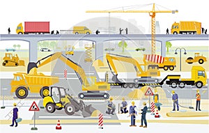 Bridge building in the big city Illustration