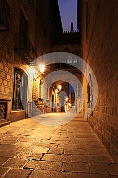 Bridge Between Buildings in Barri Gotic Quarter, Barcelona