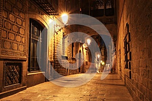 Bridge Between Buildings in Barri Gotic Quarter, Barcelona photo