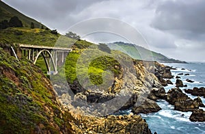 Bridge on California Highway 1 Land and Sea Image