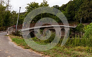 The bridge called Pont du Moulin on the Bidouze river along the Chemin du Puy, France