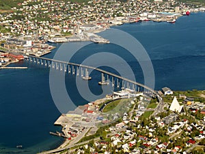 The bridge and the Cathedral of Tromsoe