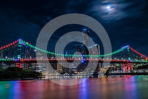 Bridge and city at cloudy night