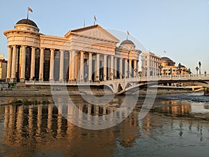 The Bridge of Civilization in Skopje, North Macedonia.