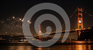 Golden Gate Bridge Fireworks at Night