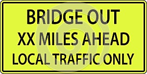 Bridge Closed Ahead Sign On White Background