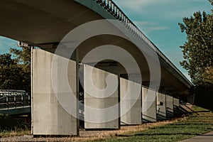 The bridge with concrete wide piles