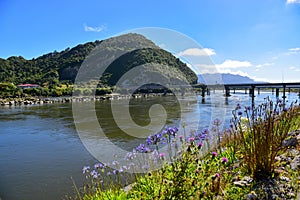 Bridge connecting to the hill in Greymouth, New Zealand