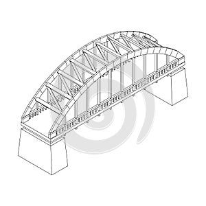 Bridge connection structure. Wireframe low poly mesh