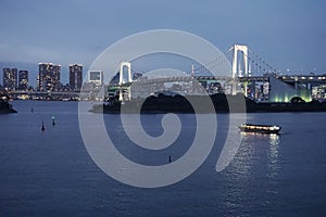 Rainbow Bridge landscape Japan. Tokyo Bay photo