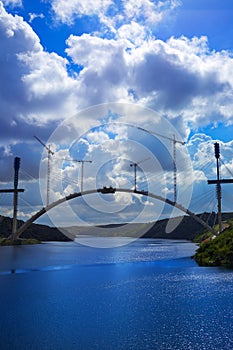 Bridge construction along Tajo river in Spain