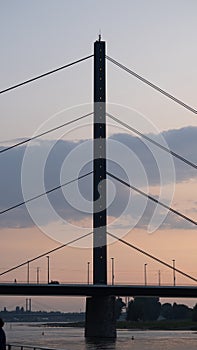 Bridge construction in the light of the setting sun