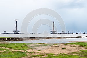 Bridge construction on poyang lake