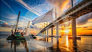 Bridge Construction at Sunset