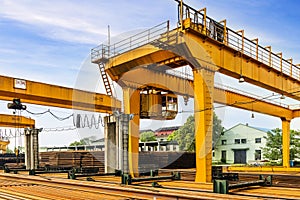 Bridge cranes and rails.