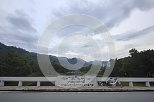 The bridge cross over waterfalls which have bicycle Khiriwong Fuit Village ,Nakhon Si Thammarat Thailand