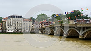 Bridge crossing the river Adur in the ancient city of Bayonne in southern France.