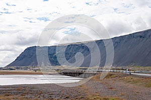 Bridge crossing river Hornafjardarfljot in Iceland