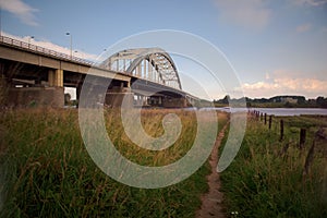 Bridge crossing river Lek