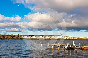 The bridge Dronning Alexandrines Bro between Seeland und Moen in Denmark