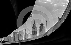 A bridge in Dubai with Al Kazim Towers