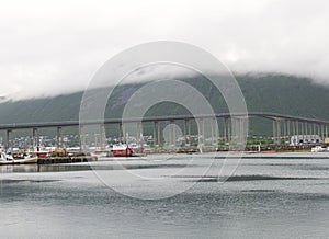 Bridge through fjord in Tromso