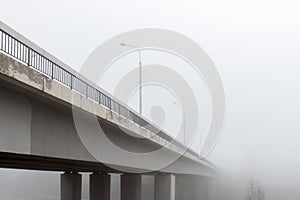 The bridge in the fog early morning in Vilnius, Lithuania