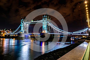 Bridge at Folkestone Harbour at night