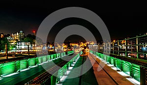 Bridge at Folkestone Harbour at night