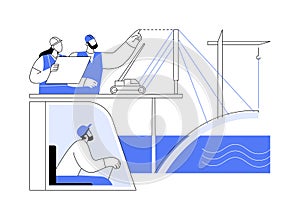 Bridge foundation construction abstract concept vector illustration.