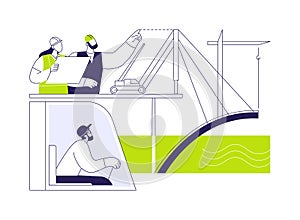 Bridge foundation construction abstract concept vector illustration. photo