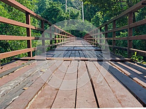 Bridge goes into the forest to go to Haew Narok waterfall