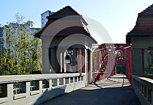 Bridge Hafenbruecke - Sechserbruecke at the Tegeler See in Autumn in the Neighborhood of Tegel in Berlin