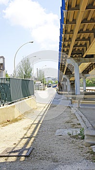 Bridge of a highway in the Zona Franca of Barcelona photo