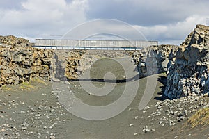 Bridge in Iceland between North American and Eurasian plates