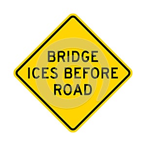Bridge ices before road warning road sign