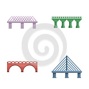 Bridge icons set cartoon vector. Various type of bridge