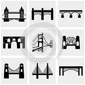 Bridge icons set on gray