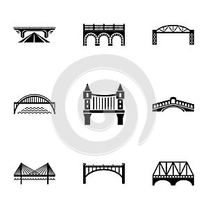 Bridge icons set, simple style