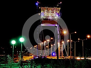 Bridge illuminated at . The bridge in Salekhard