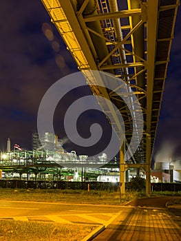 Bridge and industry in Antwerp Belgium